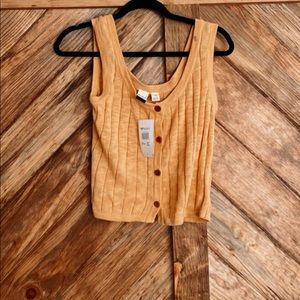 NWT Roxy S mustard knit tank
